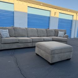 Beige Sectional Couch With Storage Ottoman 🚚🚛 Free Delivery 🚚🚛