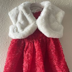 Baby Girl Red Dress With Fur Vest Valentines Day