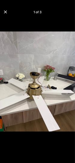 Modern Ceiling Fan – Gold Finish with White Blades | New