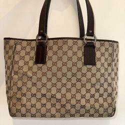 GUCCI Vintage Brown GG Canvas tote Bag