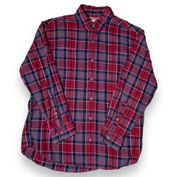 Duluth Trading Company Red Flannel Plaid Button Down Shirt Men's Size Large