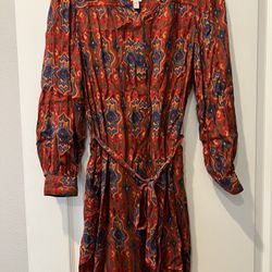 Anthropologie Orange Ikat Dress