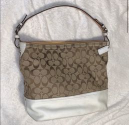 Coach Monogram White Leather Tote / Hobo Bag