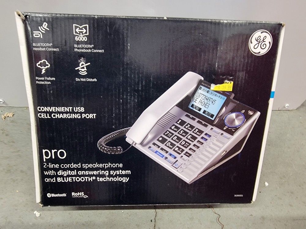 GE PRO 2-line Corded Speaker Phone With Digital Answering System w/Bluetooth