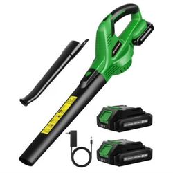 21V Powerful Electric Leaf Blower with 2 Batteries and Charger, 2 Speed Modes, 18000RPM,