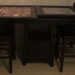 TABLE ONLY!!!DECOR PIC GC BLK/BRN PUB STYLE KITCHEN TABLE ONLY(CHAIRS SOLD)