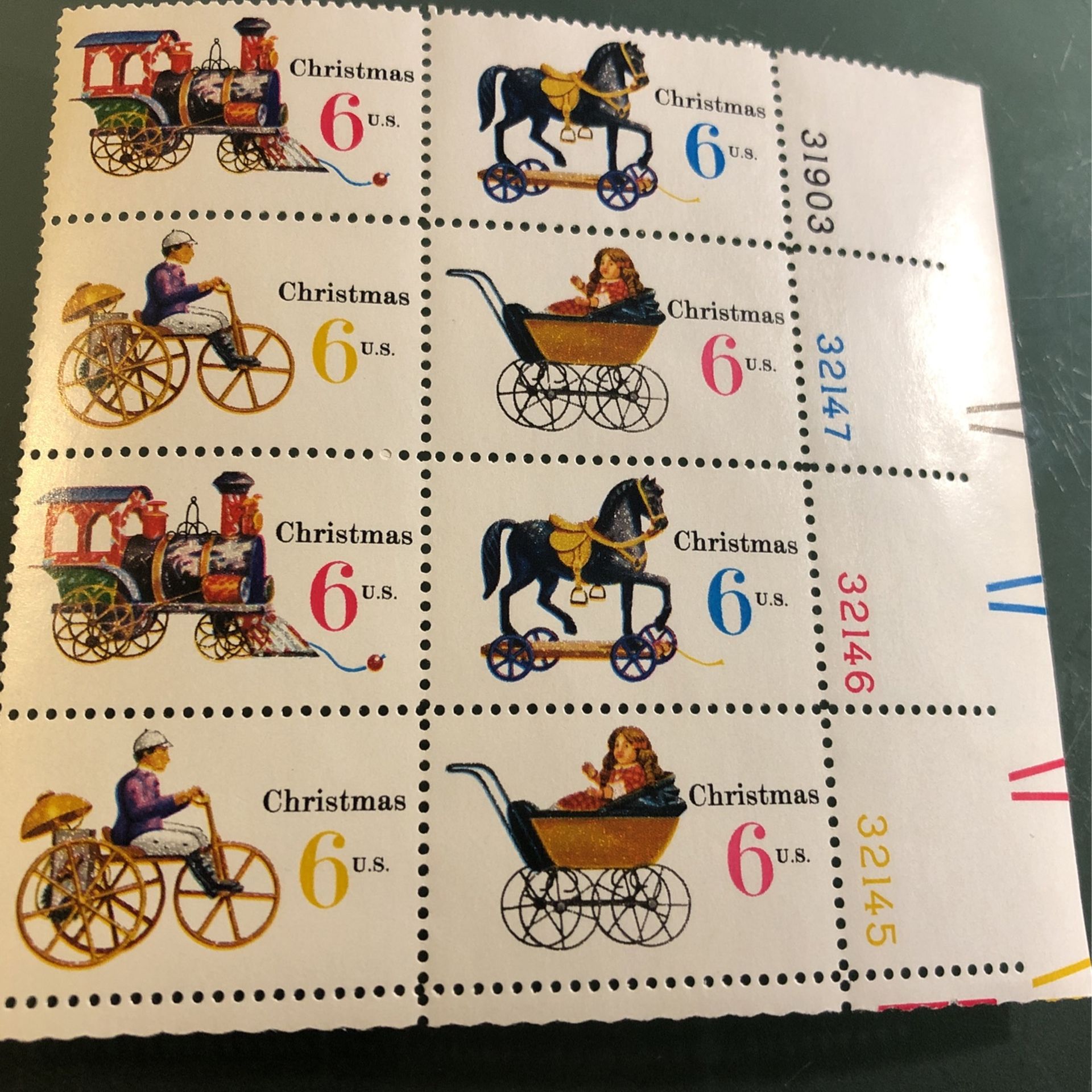 Block Of Stamps Old Christmas Toys 1970