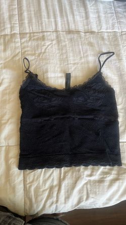 Anthropologie Mesh Floral Black Tank Top Size M
