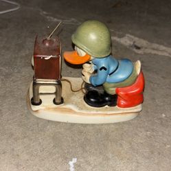 Vintage Goebel Hummel Soldier Donald Duck Playing Space Invaders Figurine