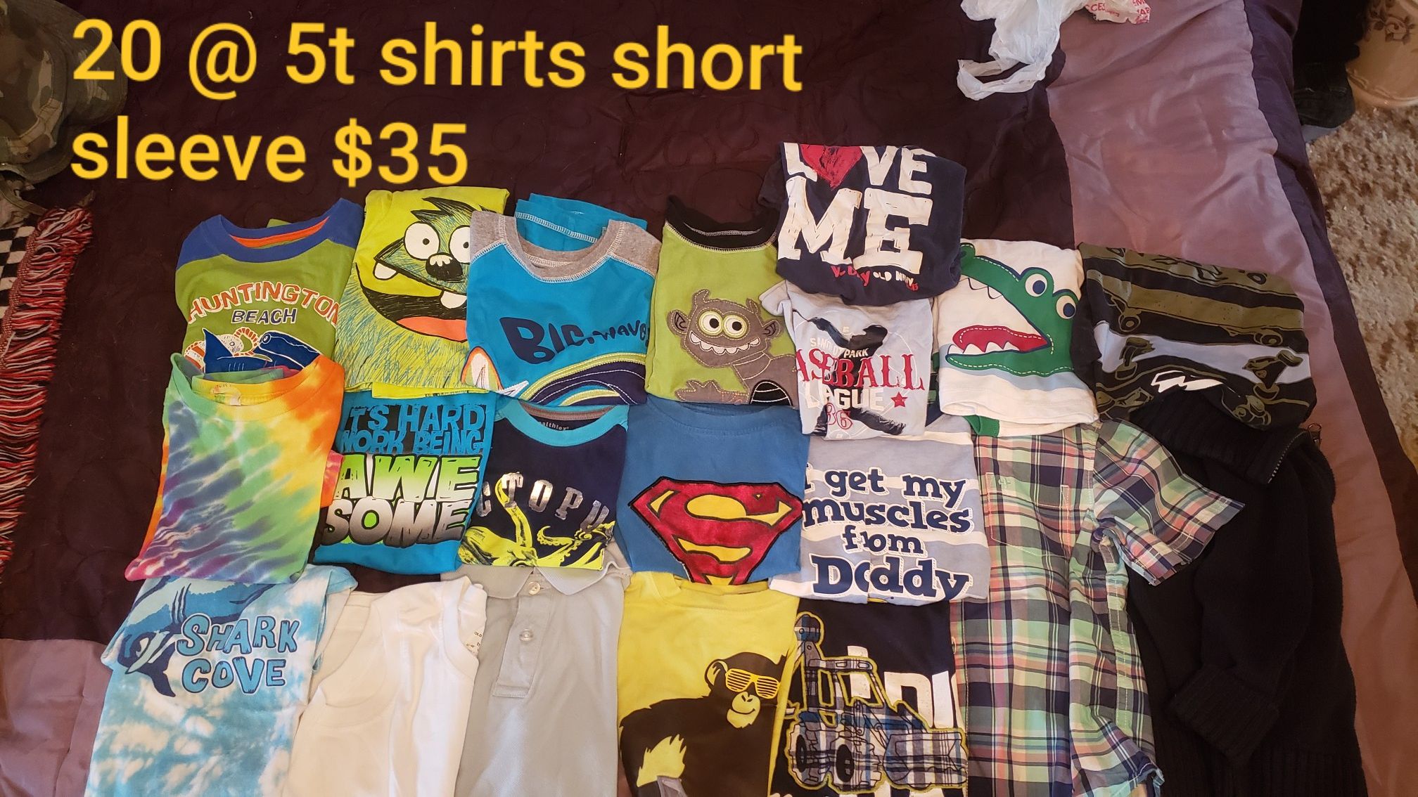 20 kids 5t short sleeve shirt lot