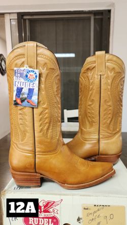 9 Men's Western Cowboy Boots Deer Italiano Light Brown $120 obo