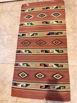 Vintage Southwestern Hand-Woven Wool Rug Runner / Wall Tapestry