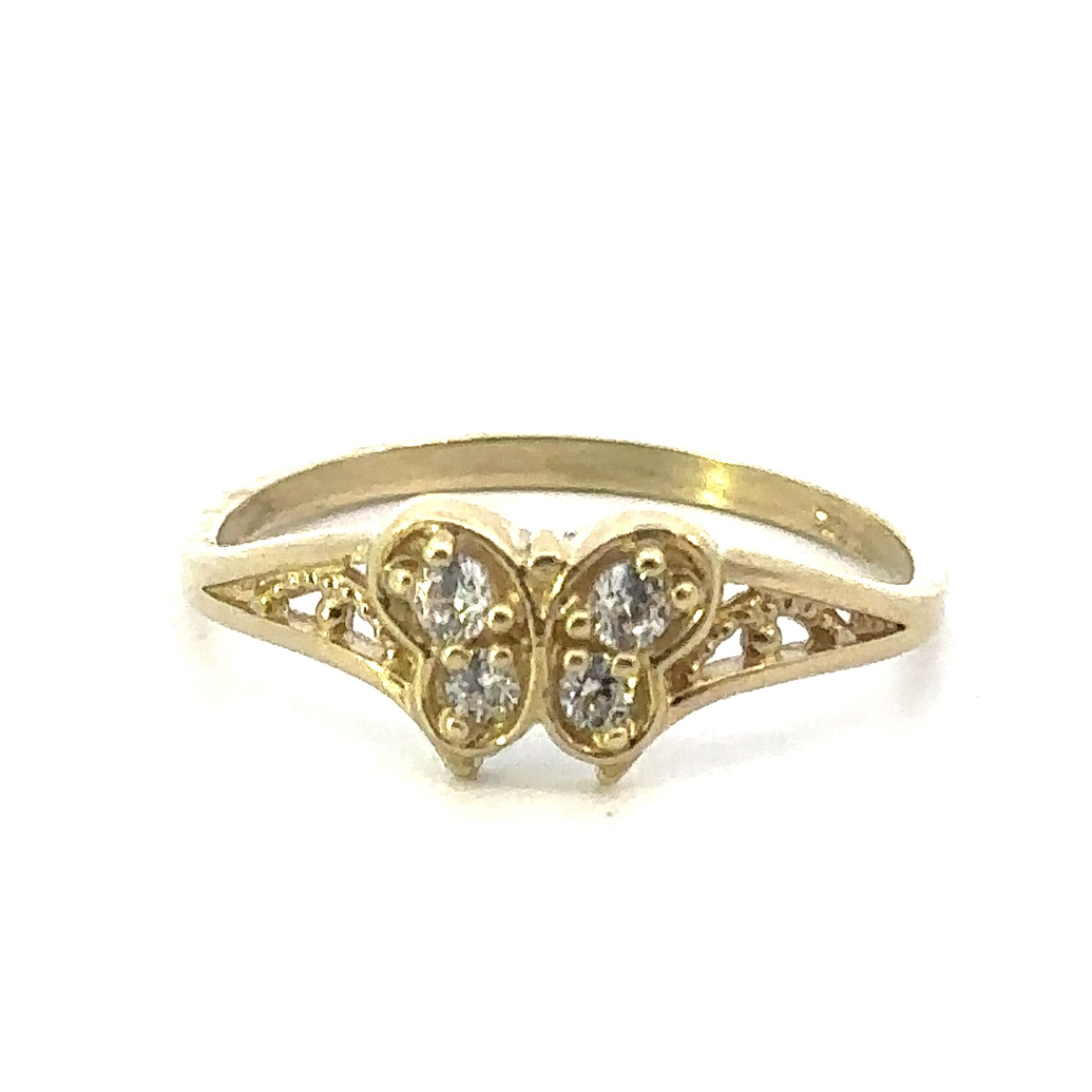 Woman’s Ladies 10k Yellow Gold CZ Butterfly Ring Size 6 GP3124378
