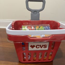 New CVS toy shopping cart with wheels and faux food items (cash & pick up only)