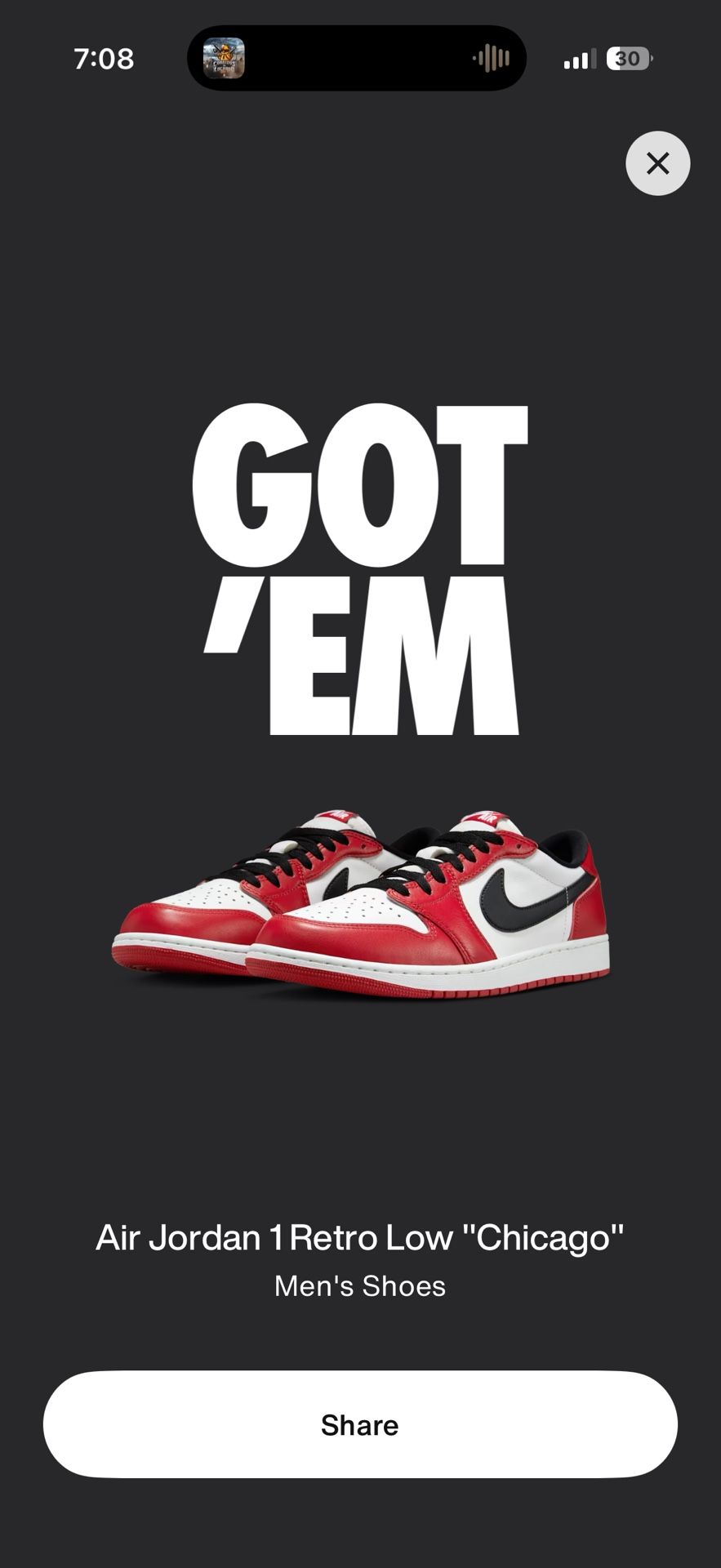 Jordan 1 Low OG Chicago Size 8.5 Men