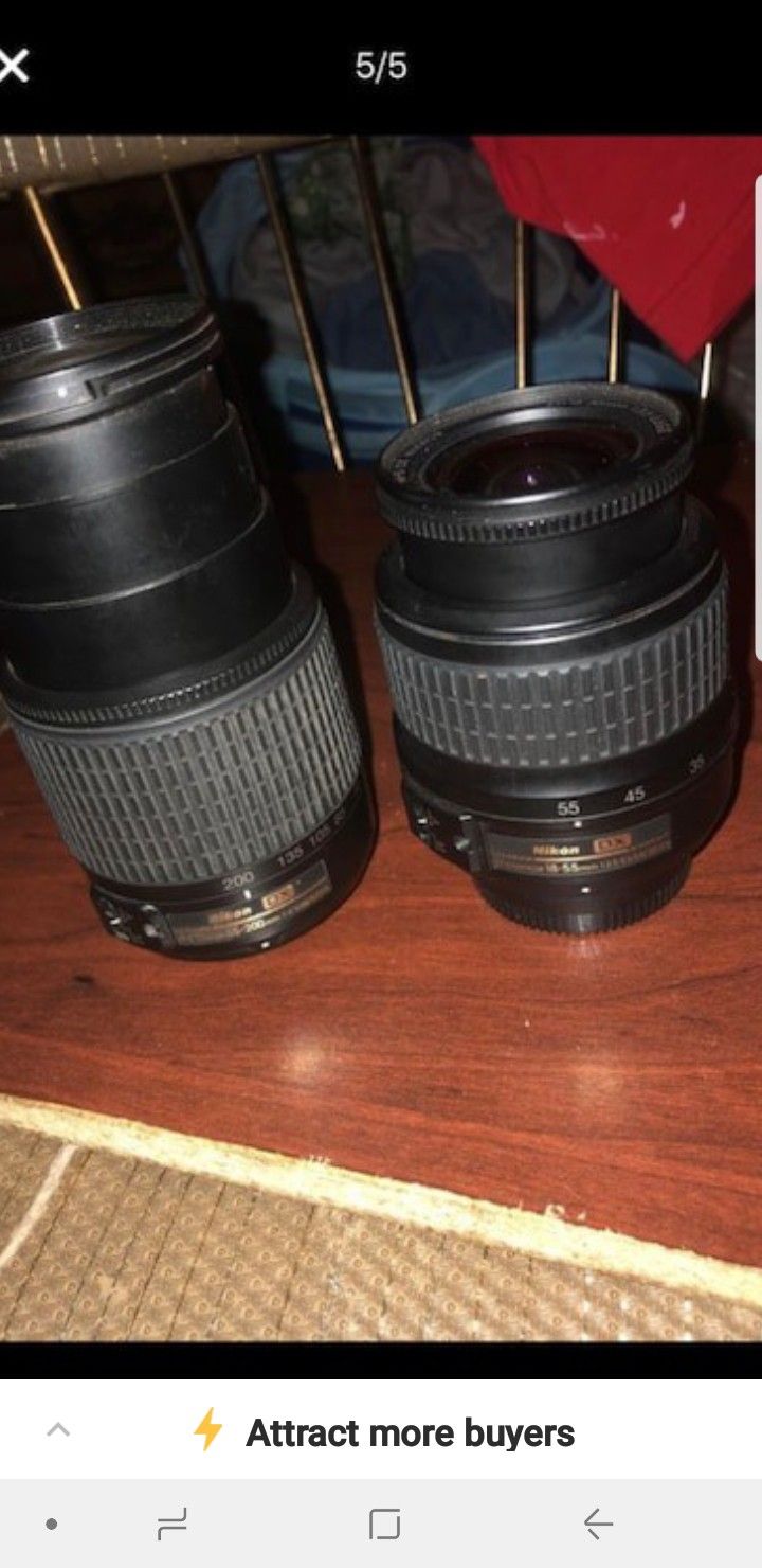 2 Nikon camera lenses