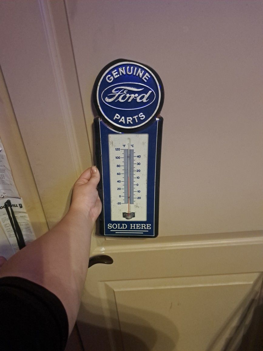 Genuine Metal Ford Wall Thermometer Sign