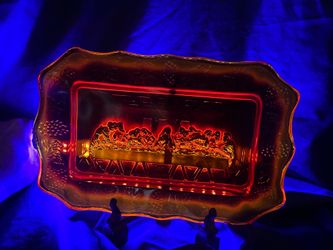 Glowing Amberina Last Supper Glass Tray