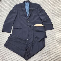 Vintage Lauren Ralph Lauren Wool Blue Pin Striped 2 Piece Men’s Suit #15152
