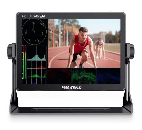 FEELWORLD LUT11H 10.1 Inch 2000nit Ultra Bright Camera Field DSLR Monitor with Touchscreen Waveform LUT F970 Install and Power Kit HDMI Input Output