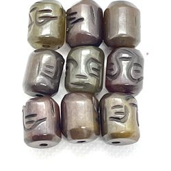 Lot Of 9 Carved Jade Beads 