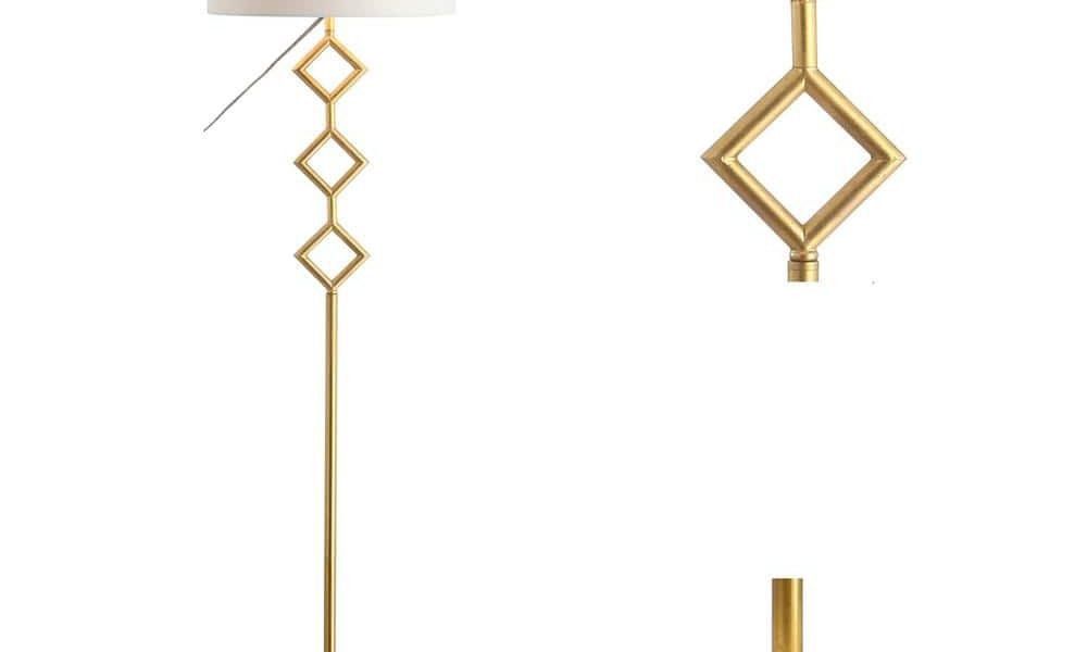 Diamante 🤩 SO CHIC ✨✨61.5 in. Modern Gilt Metal with Marble Based LED Floor Lamp, Gold/White