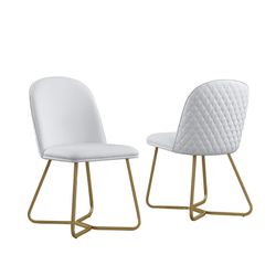 SET 2 SIDE ACCENT DINING CHAIRS GOLD PAINTED LEGS