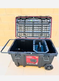 Husky 36.5 in. Black Heavy Duty Large Rolling Toolbox with Tool Tray and Keyed Lock Includes