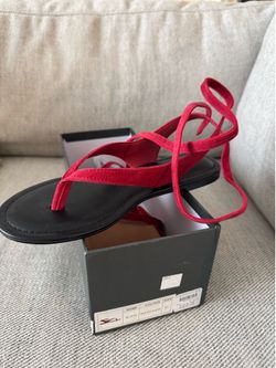 Silent D red suede tie up sandals