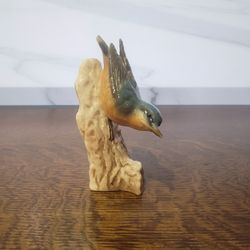 Vintage Goebel West Germany Porcelain Kleiber Nuthatch Figurine CV84 - Hand-Painted Perched Bird on Branch, 1967 Collectible