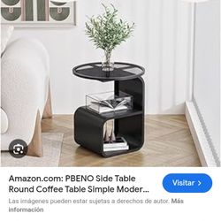 Side Table Round Coffe Table Color: Black