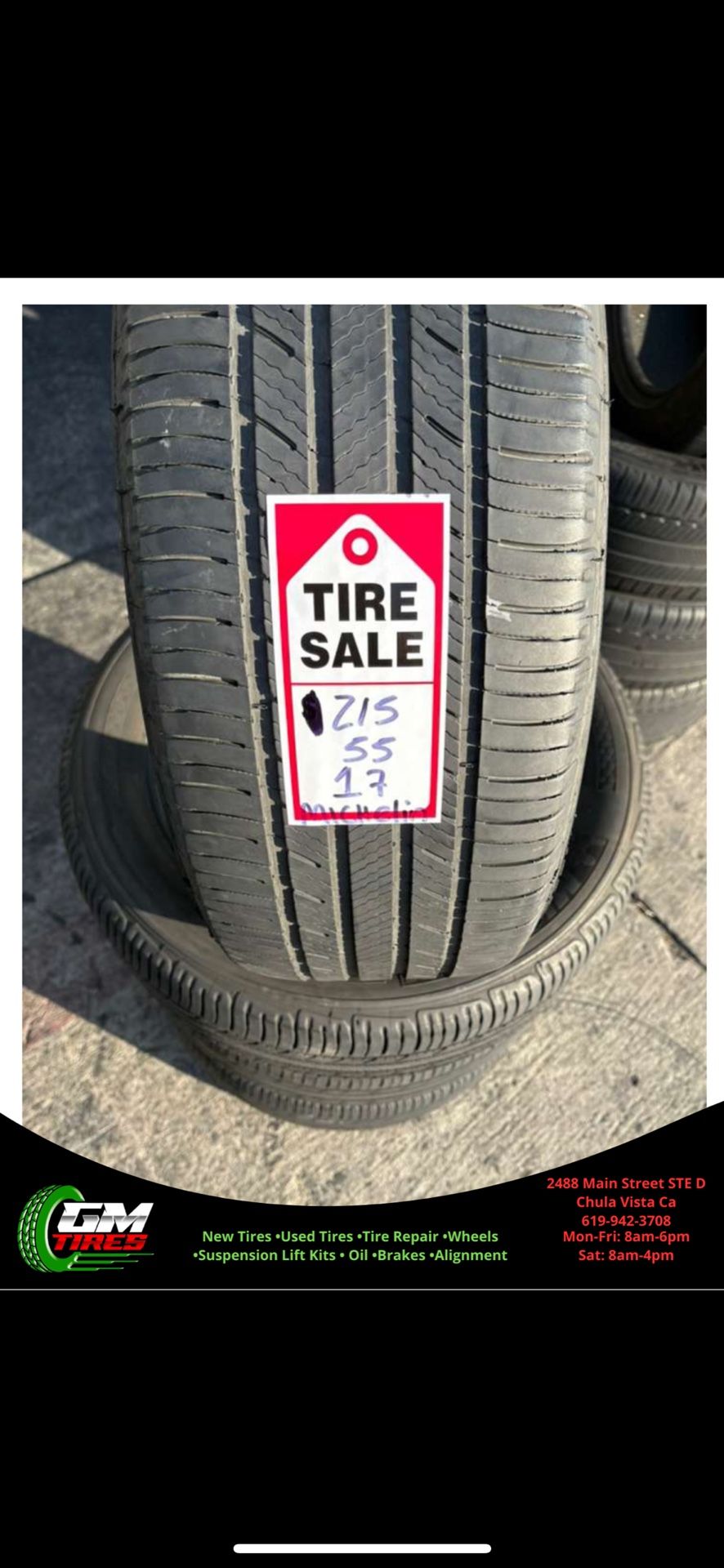 215-55-17 Michelin Premier Full Used Tire Set $220 Free Mounting And Balancing