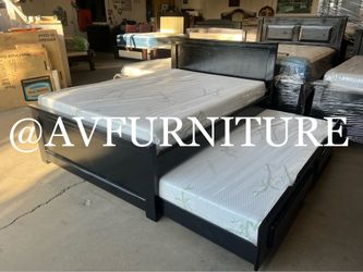 Full Bed w Twin Trundle and 2 Foam Mattresses