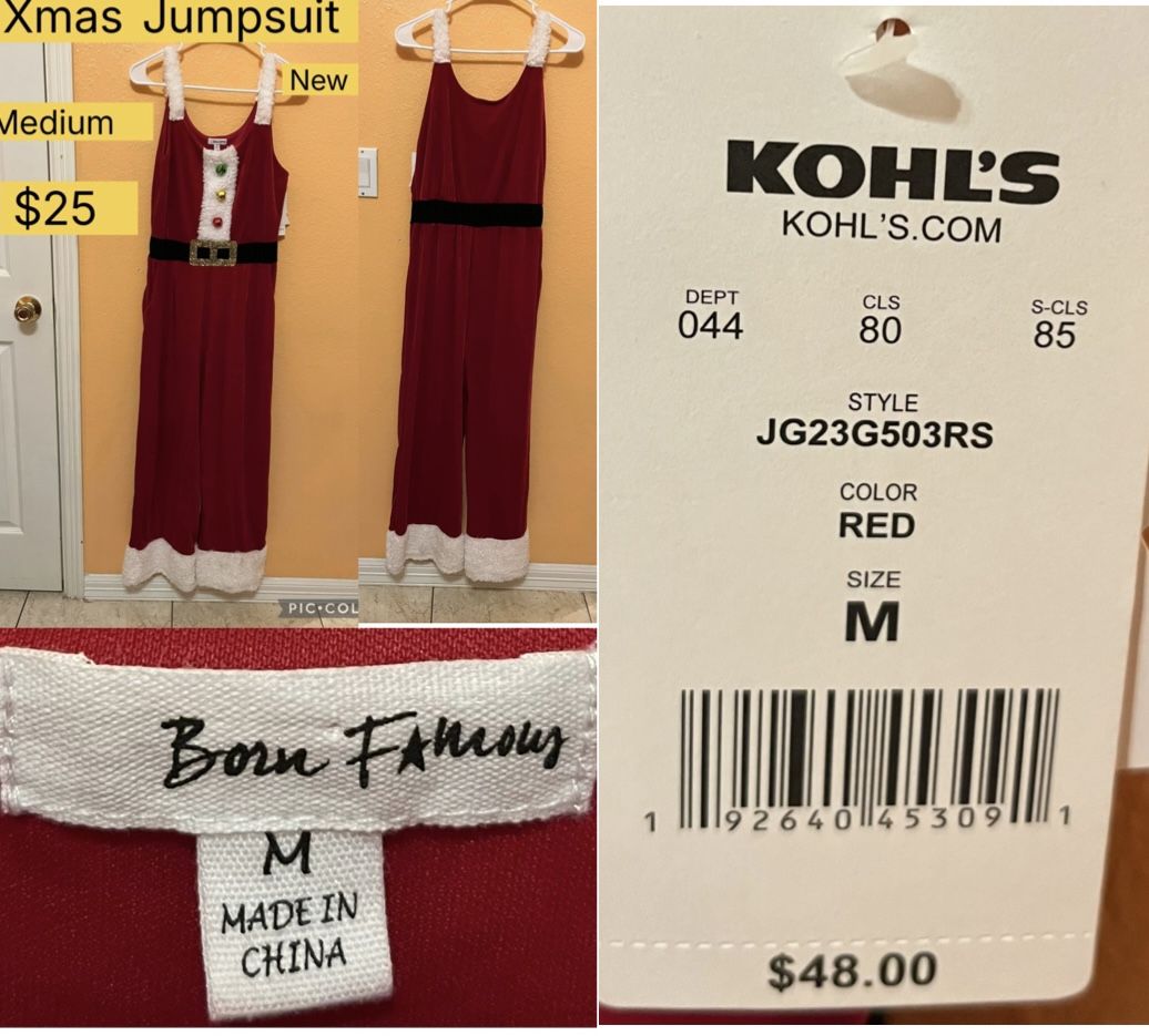 Xmas Jumpsuit Medium With Tag