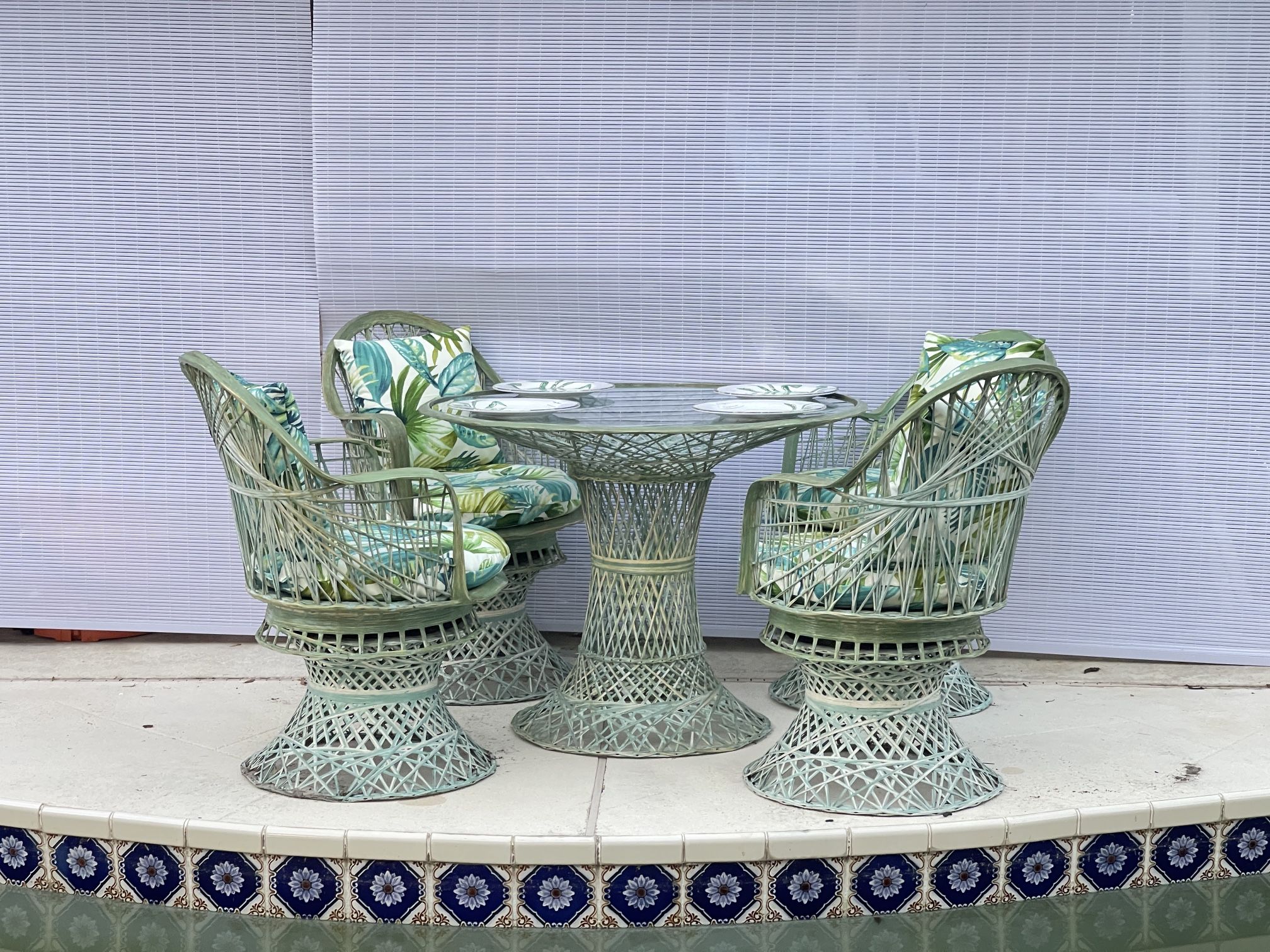 MCM Green Woodard Indoor/Outdoor Patio Set