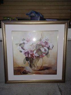 43 1/2" X 43 1/2" Pic Of Peonies In A Vase