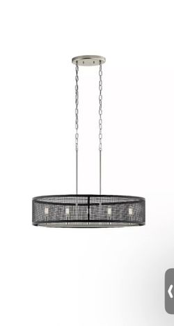 BNIB 30”W Kichler Edmund 5-Light Satin Black & Brushed Nickel Pendant Light 0864929