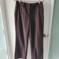 Ladies Brown Striped Dress Pants