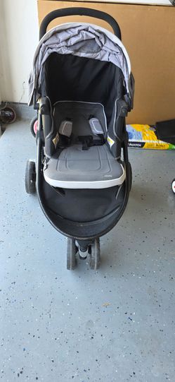 Baby Stroller with Canopy & 5-Point Harness - Grey/Black