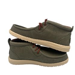 NEW Hey Dude Wally Men’s 10 Mid Boots Waxed  Canvas Olive NWT