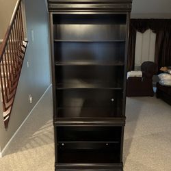 Large Black Wood Bookshelf / Display Cabinet (32"W x 78"H)
