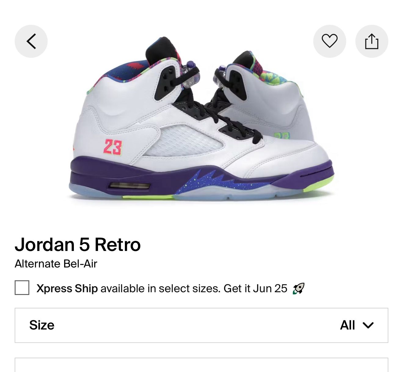 Jordan 5 Bel Air Retro