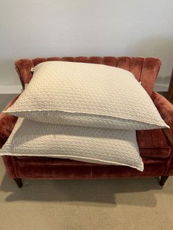 Pair of Oversized Ivory Textured Decorative Pillows