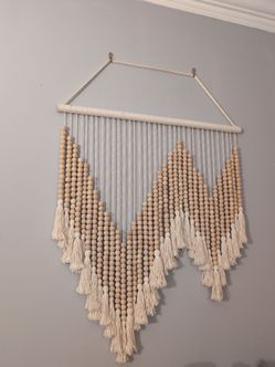 Boho Wood Bead Wall Hanging with Tassels