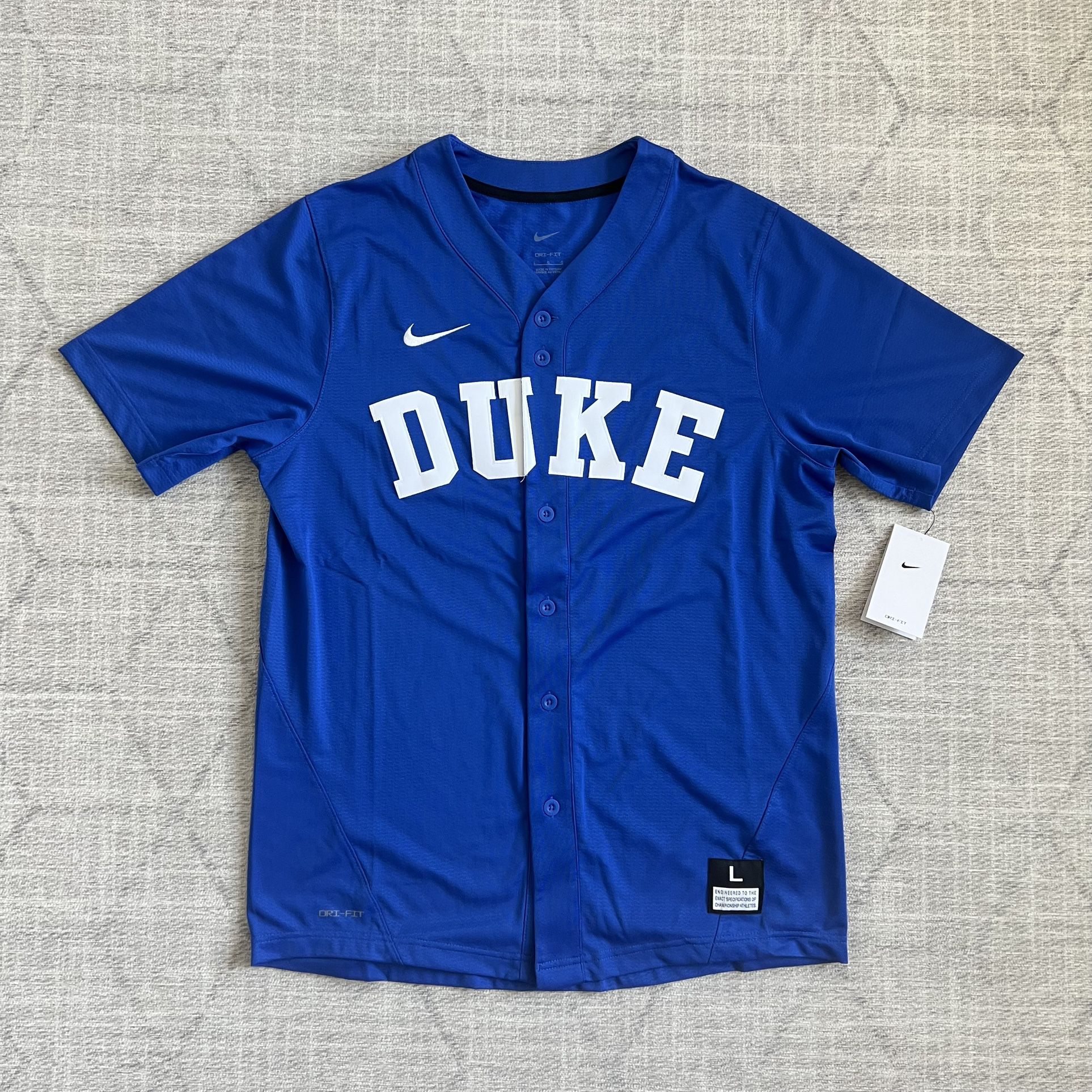 Nike Dri-Fit NCAA Duke University Blue Devils Men’s Button Up Baseball Jersey