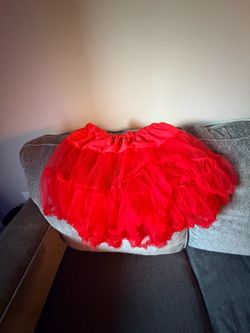 Red Tulle Tutu Skirt/ black skirt and fishnets
