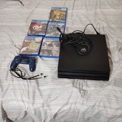 Sony PlayStation 4 Pro 1TB Console - Dark Blue Controller + 5 Games Bundle