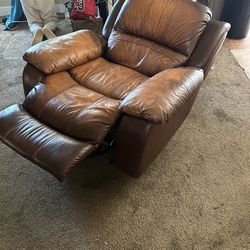 Leather recliner rocking chair
