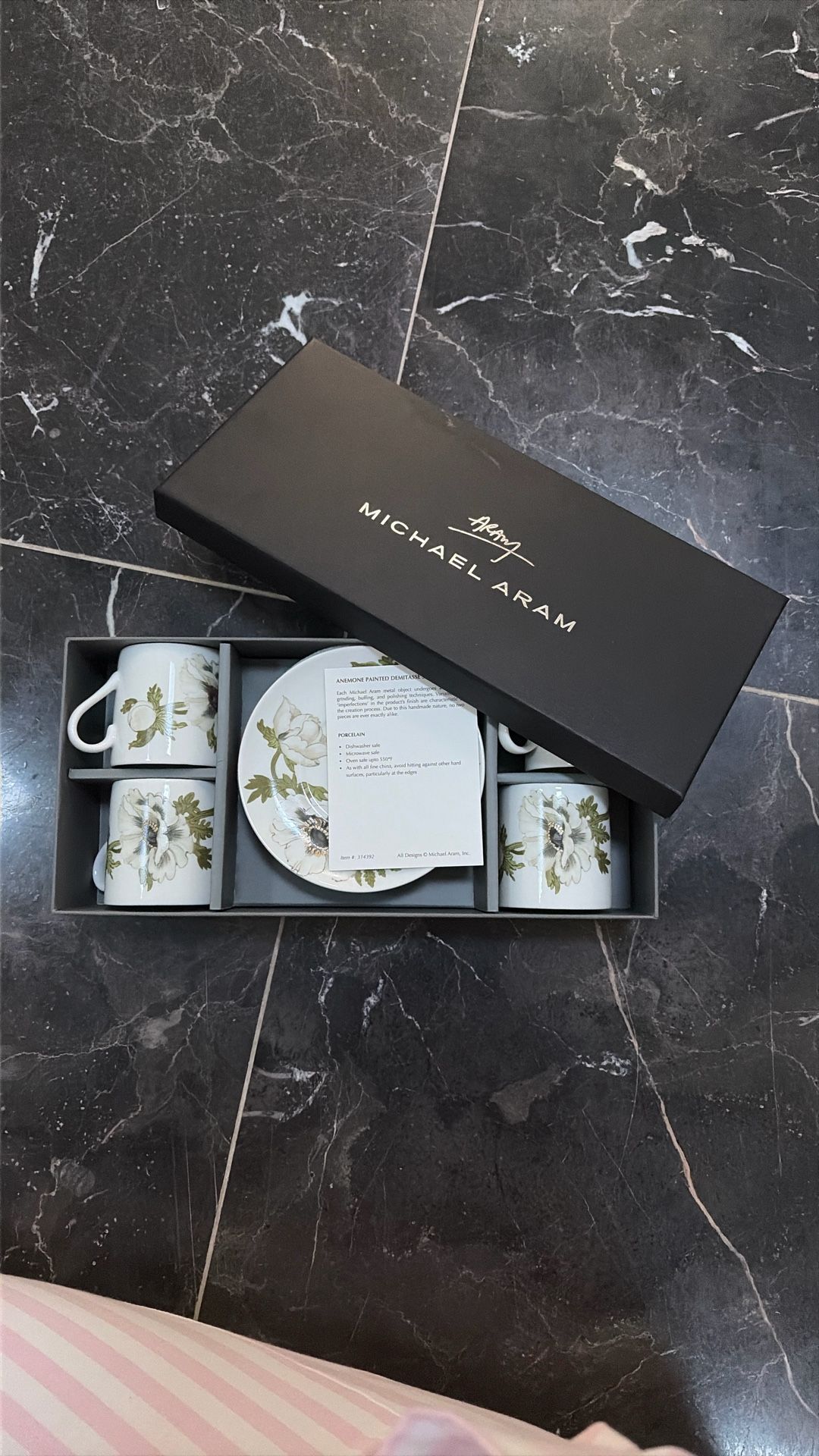 Michael Aram Anemone Coffee Cup Set Of 4 Brand New 