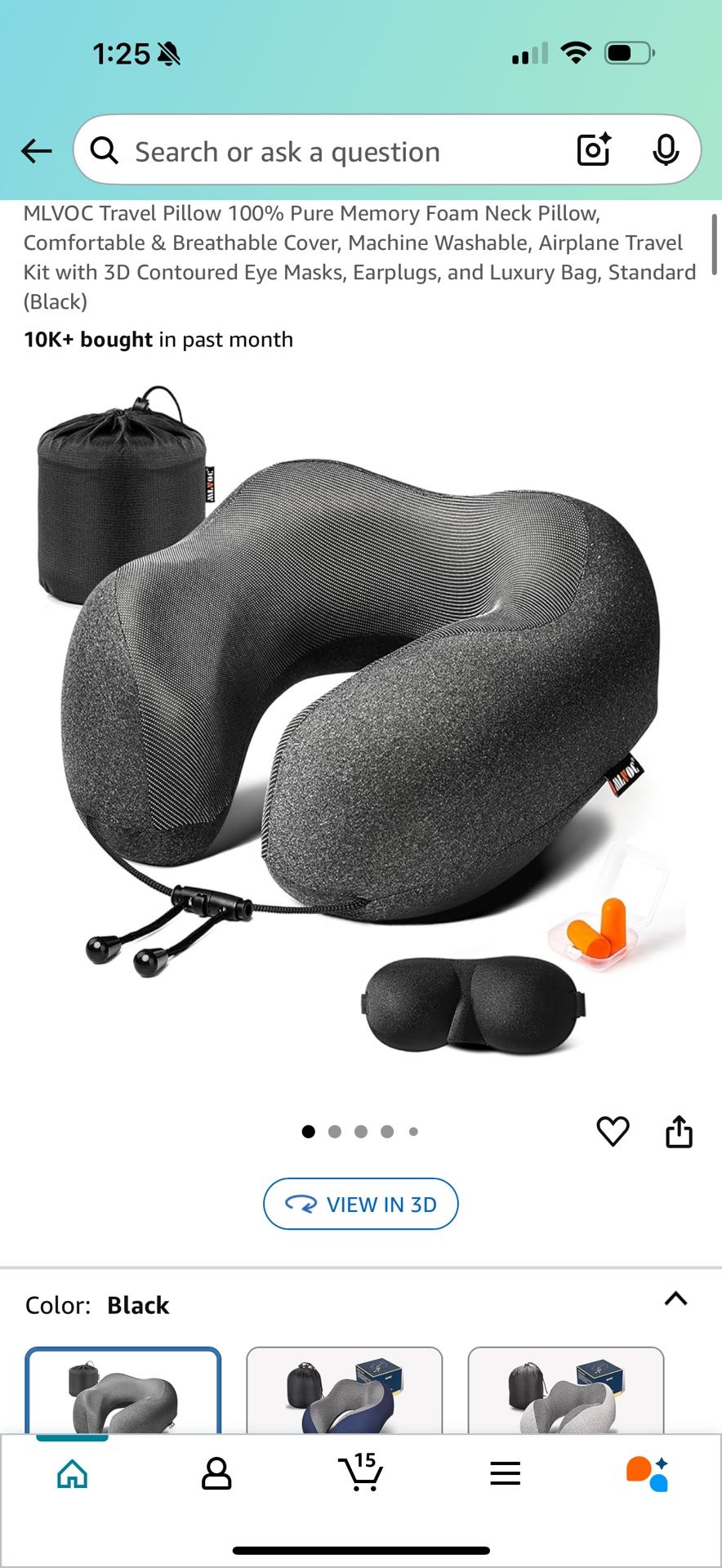 MLVOC Travel Pillow 100% Pure Memory Foam Neck Pillow, Comfortable & Breathable Cover, Machine Washable, Airplane Travel Kit with 3D Contoured Eye Mas